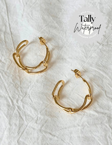  24k Gold Chained Link Hoops - Tally24k Gold Chained Link HoopsQ52824k Gold Chained Link Hoops