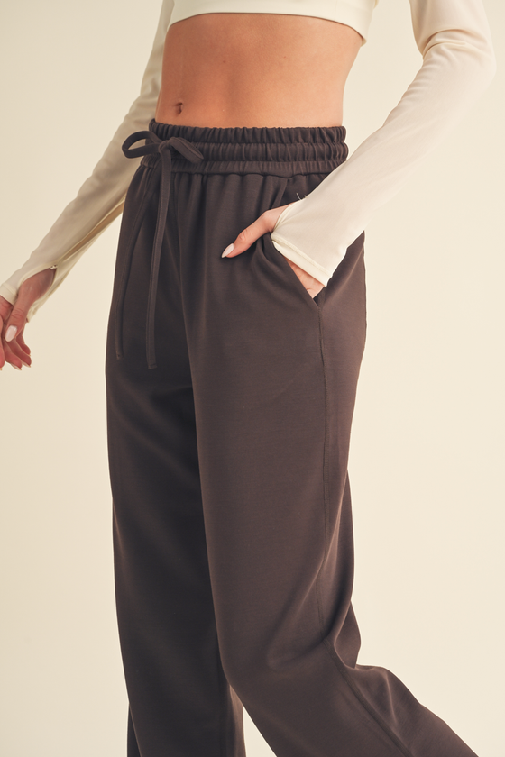 Dark Chocolate Butter Soft Wide Leg Pants