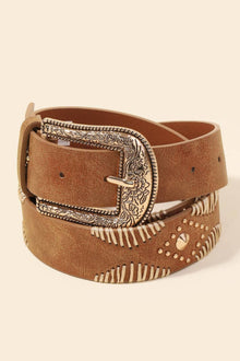  Floral Etched Buckle Belt - TallyFloral Etched Buckle BeltMML8735Floral Etched Buckle Belt