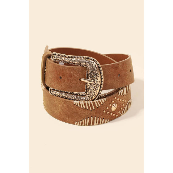 Floral Etched Buckle Belt - TallyFloral Etched Buckle BeltMML8735Floral Etched Buckle Belt