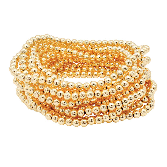 Gold Bead Plated Stretch Bracelet - TallyGold Bead Plated Stretch Bracelet47231110906162B3203-GGold Bead Plated Stretch Bracelet