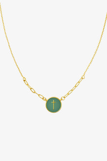  GREEN COIN CROSS NECKLACE - TallyGREEN COIN CROSS NECKLACE47231113560370N7689-GFGGREEN COIN CROSS NECKLACE