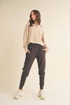 Taupe Soft Brushed Rib Crop Hoodie - TallyTaupe Soft Brushed Rib Crop HoodieTP7200-TAUPETaupe Soft Brushed Rib Crop Hoodie