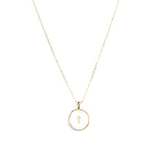  White Coin Cross Necklace - TallyWhite Coin Cross Necklace47231113298226N3261-GWHWhite Coin Cross Necklace